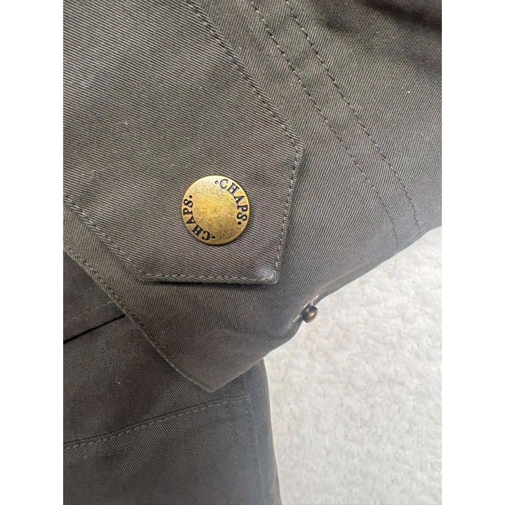Chaps Olive Green Barn Jacket Corduroy Collar Lobster Claw Clasp Women Medium - Picture 9 of 9